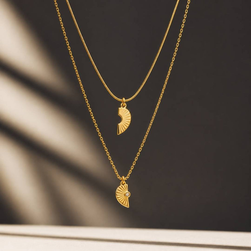 Broken Heart Charm Anti-Tarnish Layered Pendant Necklace – Pack of 1