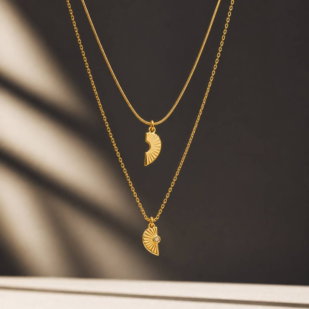 Broken Heart Charm Anti-Tarnish Layered Pendant Necklace – Pack of 1