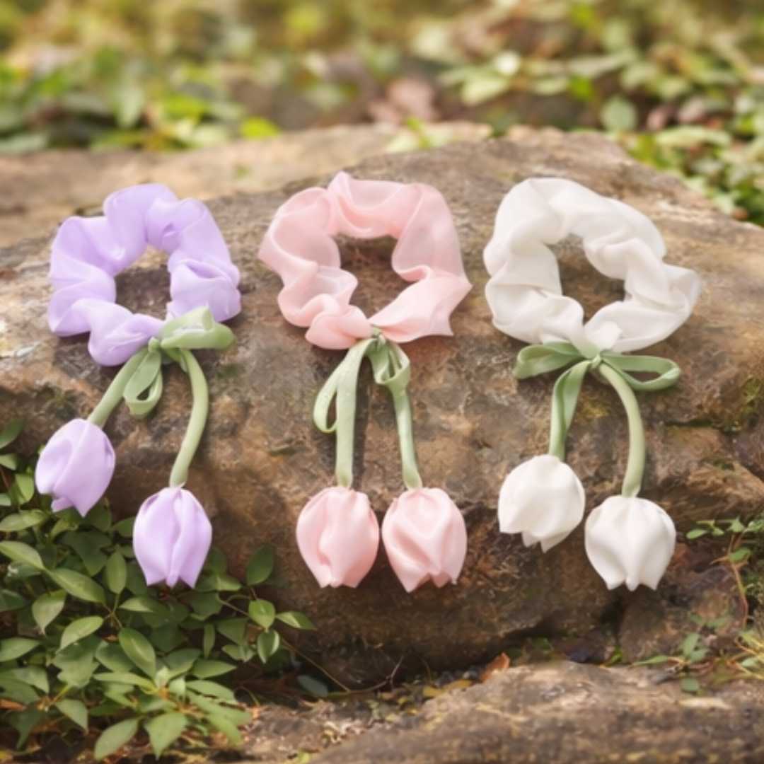 Tulip Tie Organza Scrunchies – Pack of 2