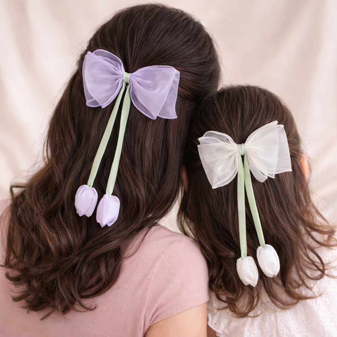Tulip Bow Organza Hair Clip – Pack of 2