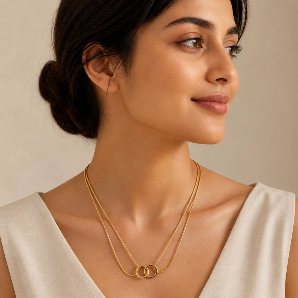 Twin Loop Anti-Tarnish Pendant Necklace – Pack of 1