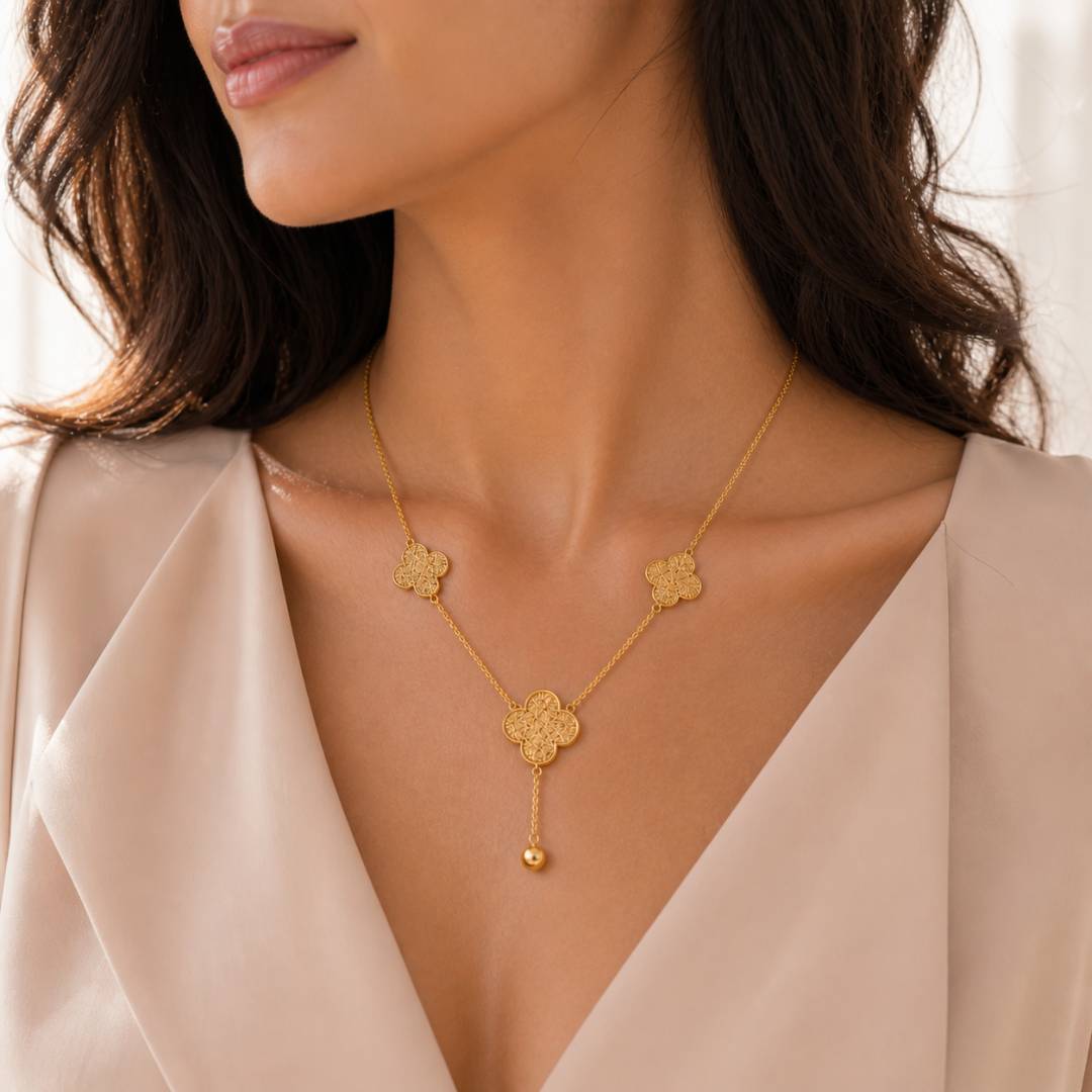 Clover Charm Drop Anti-Tarnish Pendant Necklace – Pack of 1