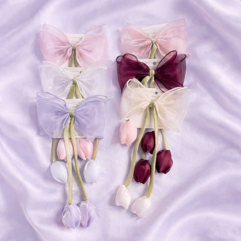 Tulip Bow Organza Hair Clip – Pack of 2