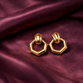 Hexagon Link Gold-Toned Stud Earrings – Anti-Tarnish | Pack of 1 Pair