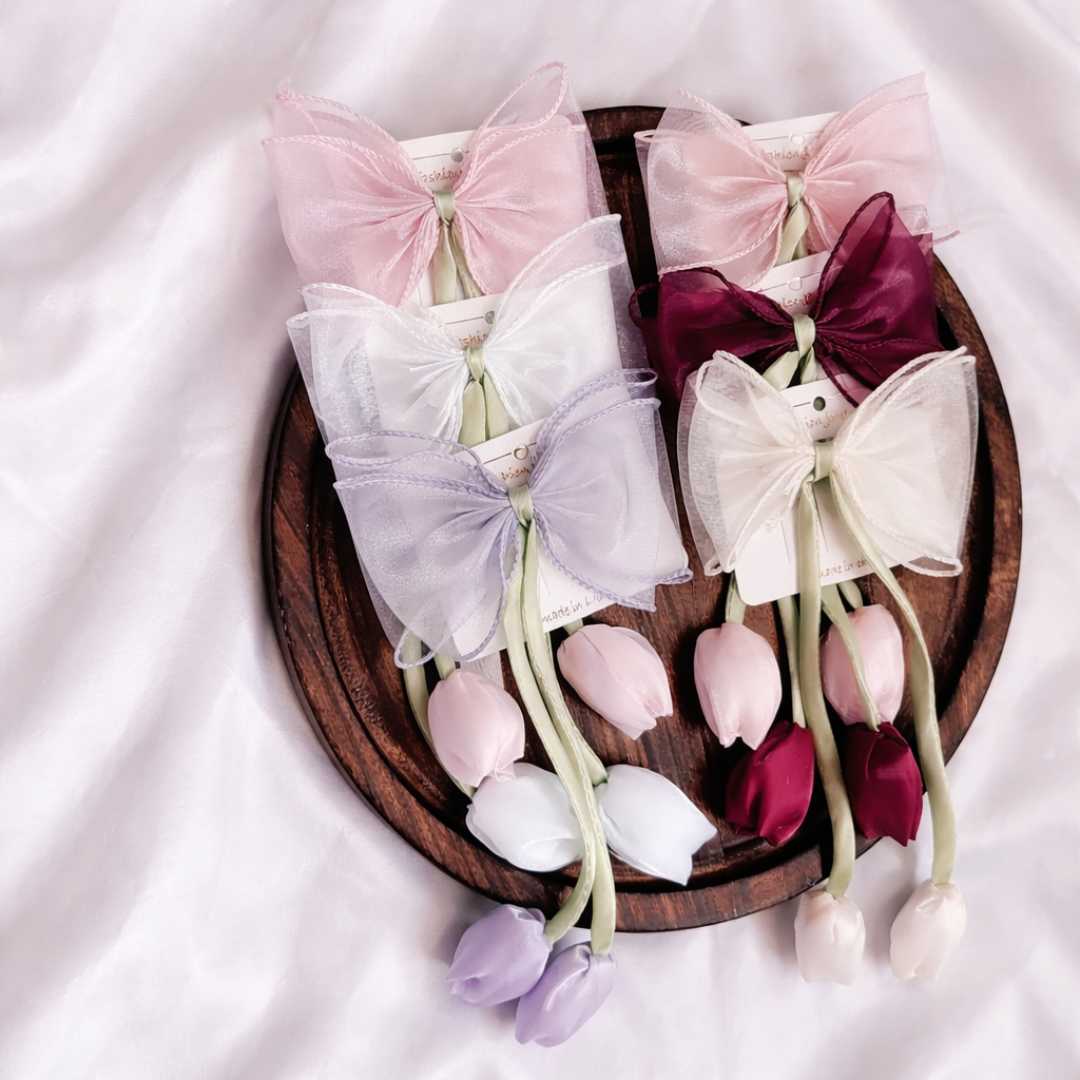 Tulip Bow Organza Hair Clip – Pack of 2
