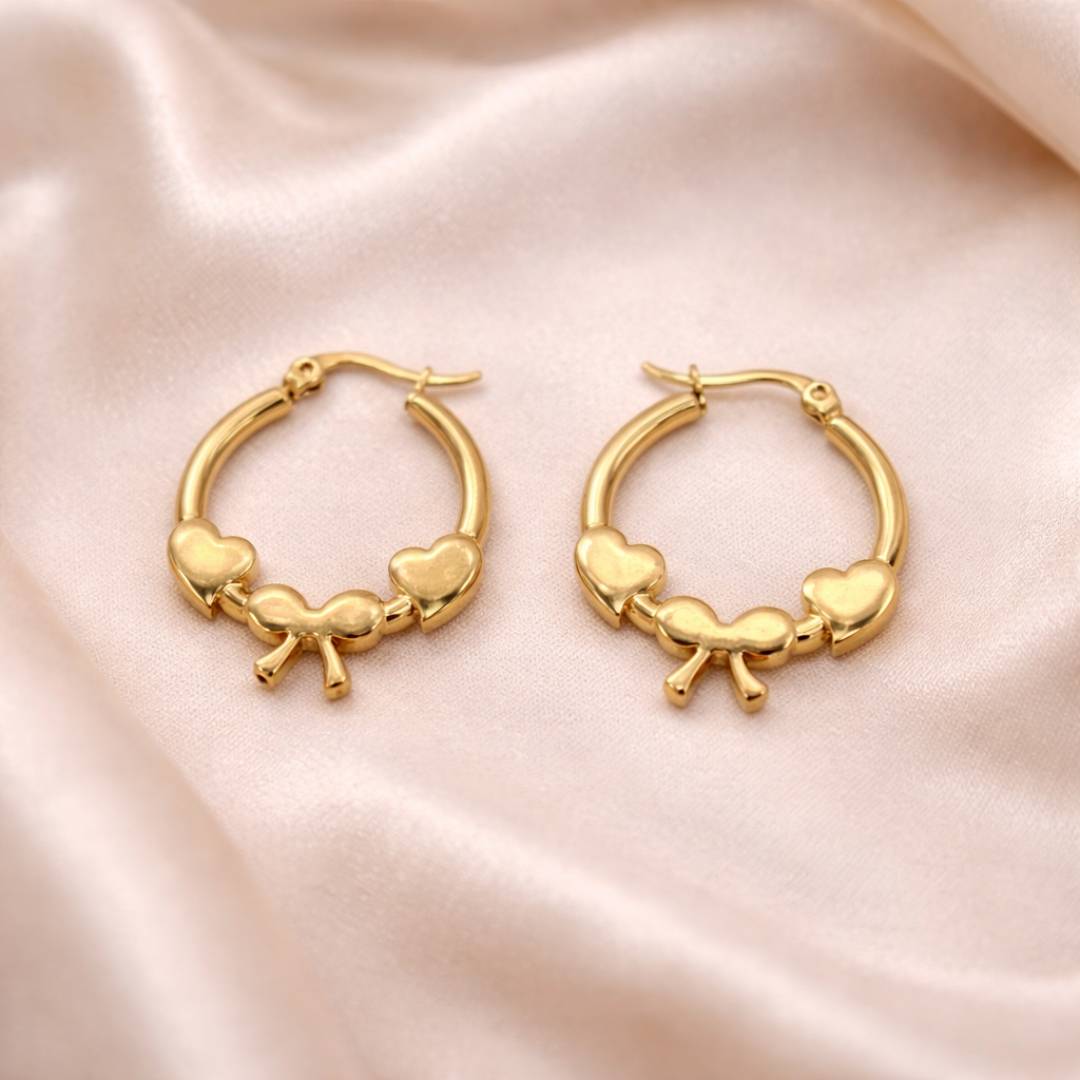 Heart Bow Hoops – Anti-Tarnish | Pack of 1 Pair