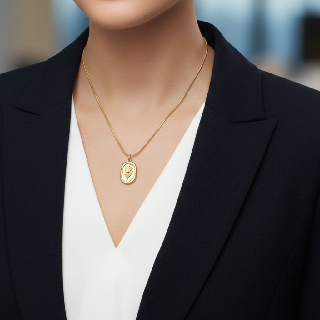 Rose Emblem Antitarnish Pendant Necklace for Women – Pack of 1