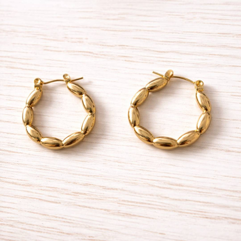 Beaded Link Hoops – Anti-Tarnish | Pack of 1 Pair
