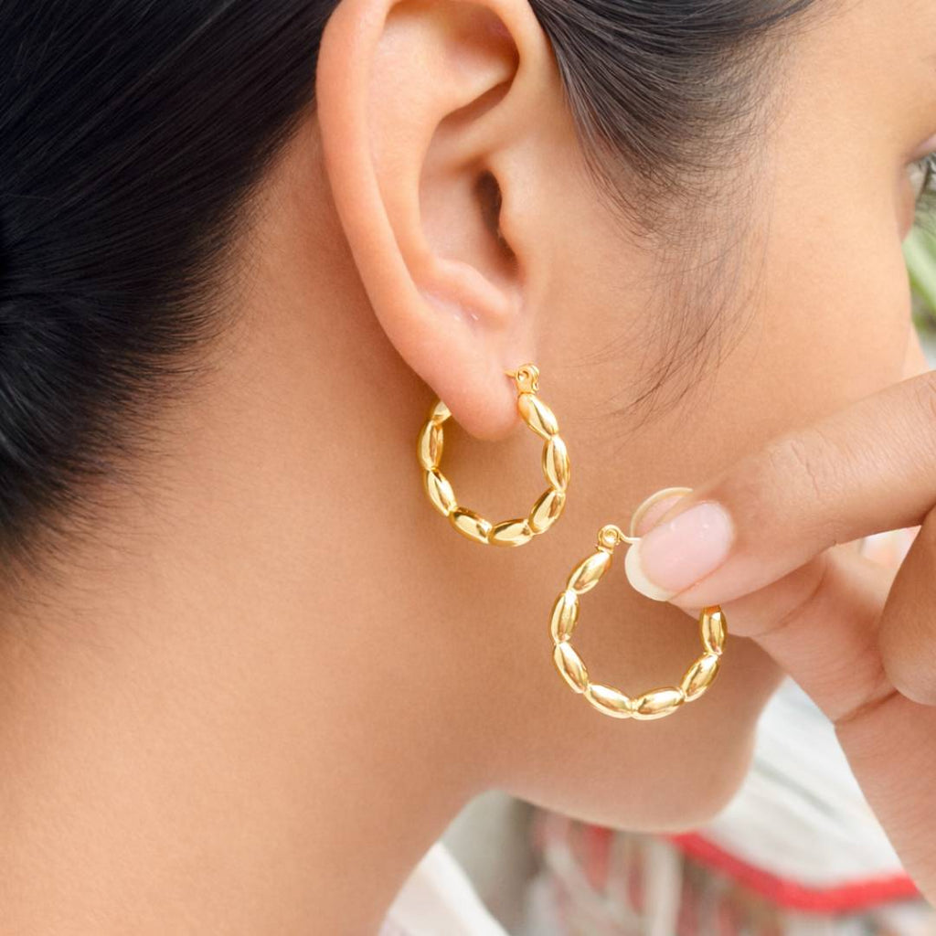 Beaded Link Hoops – Anti-Tarnish | Pack of 1 Pair