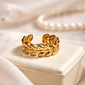 Antique Gold-Tone Leaf Vine Adjustable Ring – Anti-Tarnish | Pack of 1