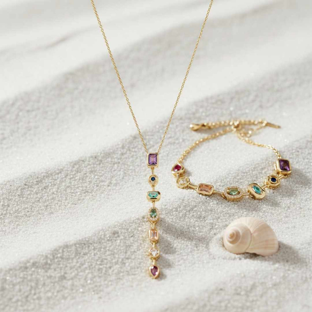 Solstice Drops Antitarnish Necklace, Bracelet Combo – Pack of 2