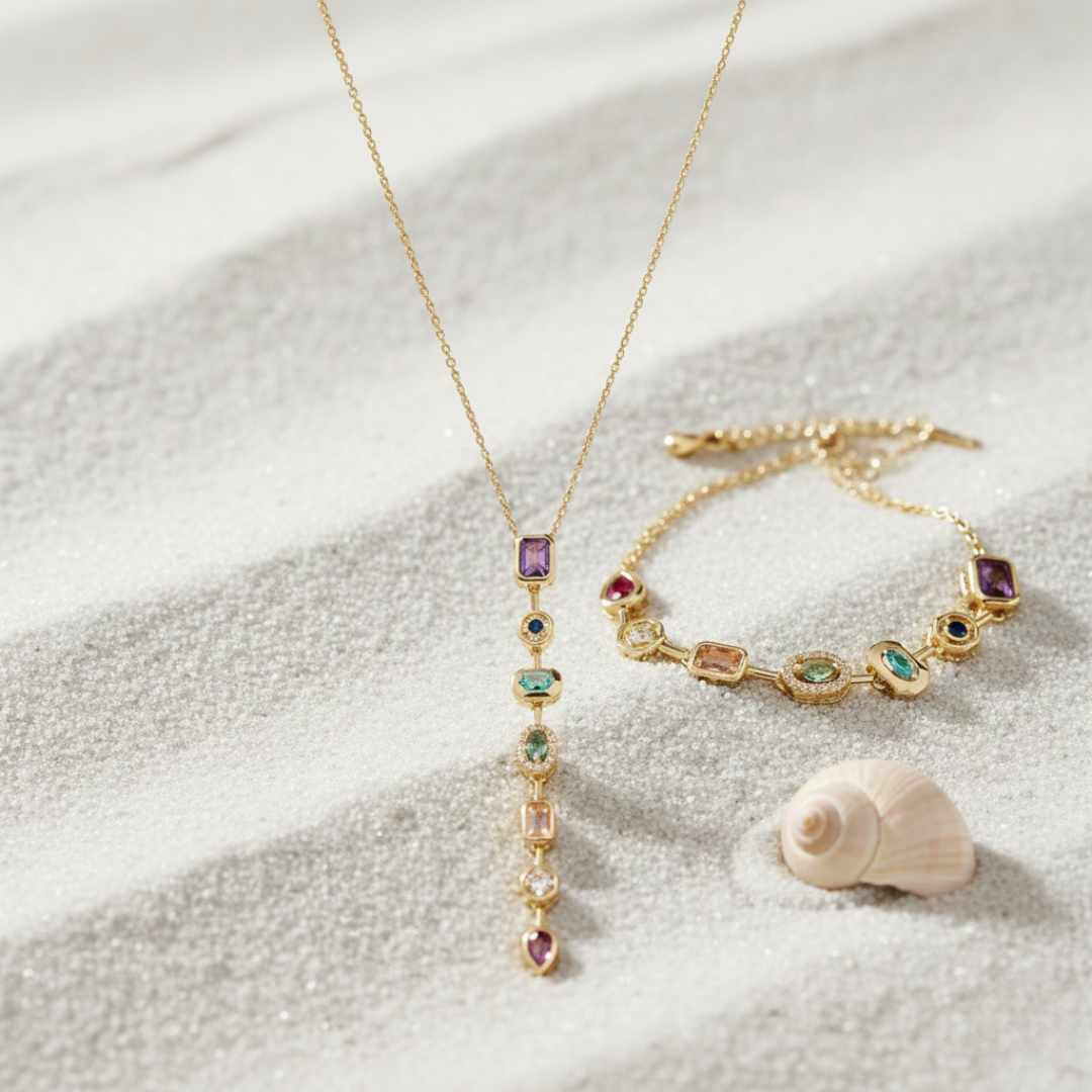 Solstice Drops Antitarnish Necklace, Bracelet Combo – Pack of 2