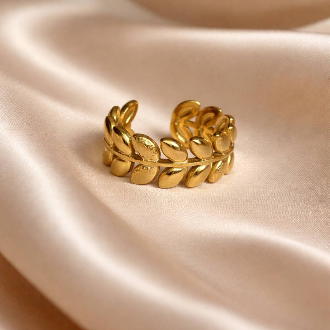Antique Gold-Tone Leaf Vine Adjustable Ring – Anti-Tarnish | Pack of 1