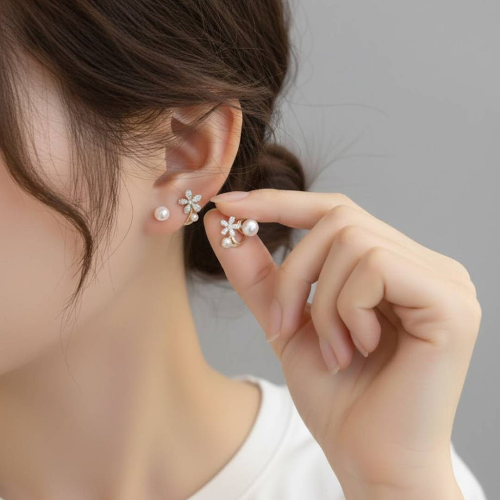 Pearl Bloom Stud Earrings for Women – Pack of 1 Pair