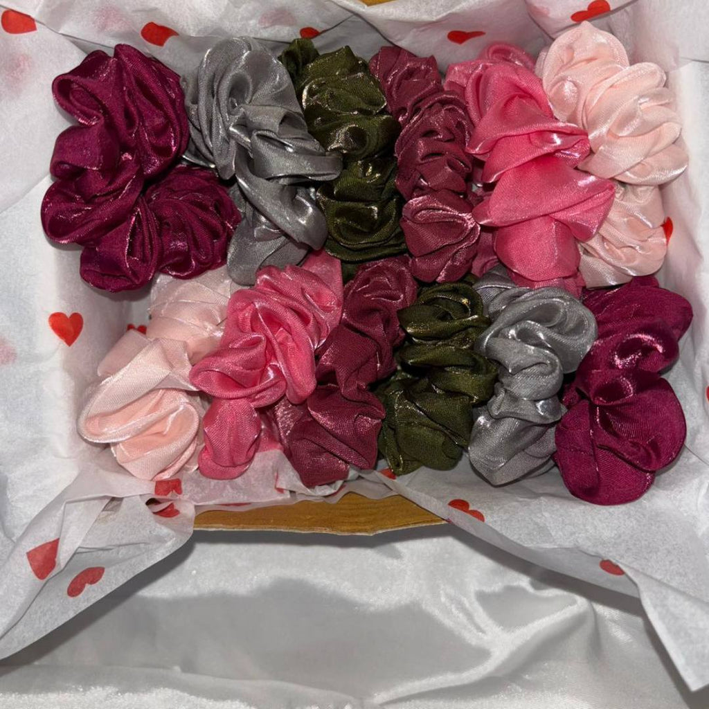 Sheer Bloom Organza Scrunchies – Pack of 12
