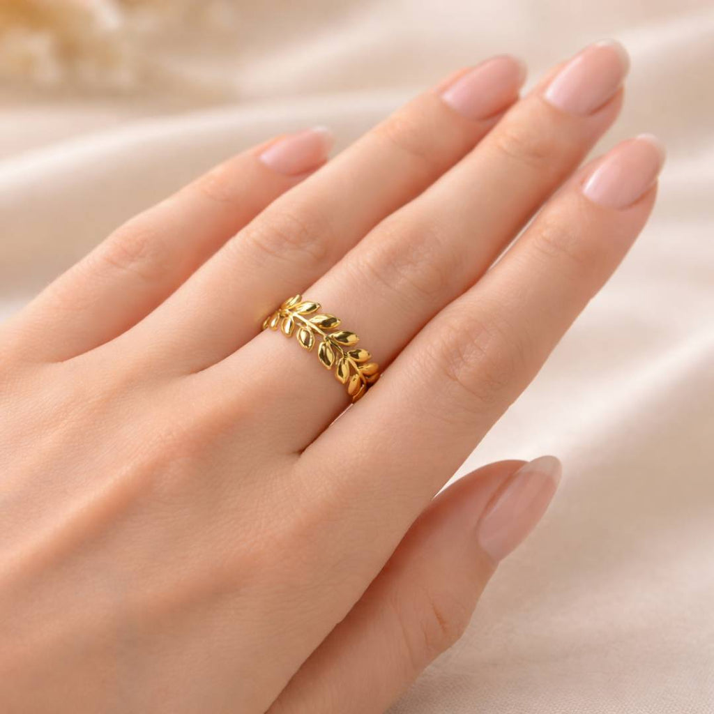 Antique Gold-Tone Leaf Vine Adjustable Ring – Anti-Tarnish | Pack of 1