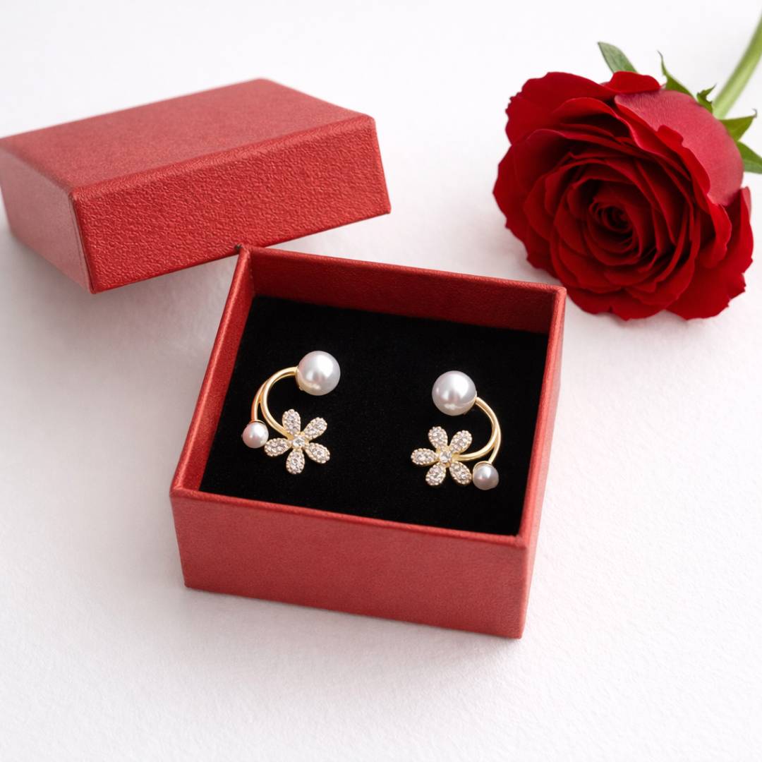 Pearl Bloom Stud Earrings for Women – Pack of 1 Pair