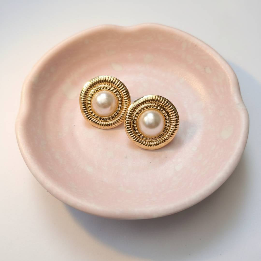 Golden Pearl Orbit Stud Earrings for Women – Pack of 1 Pair