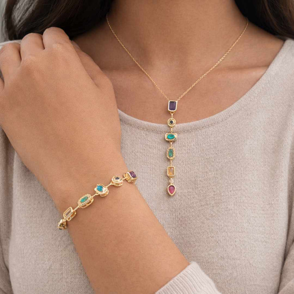 Solstice Drops Antitarnish Necklace, Bracelet Combo – Pack of 2