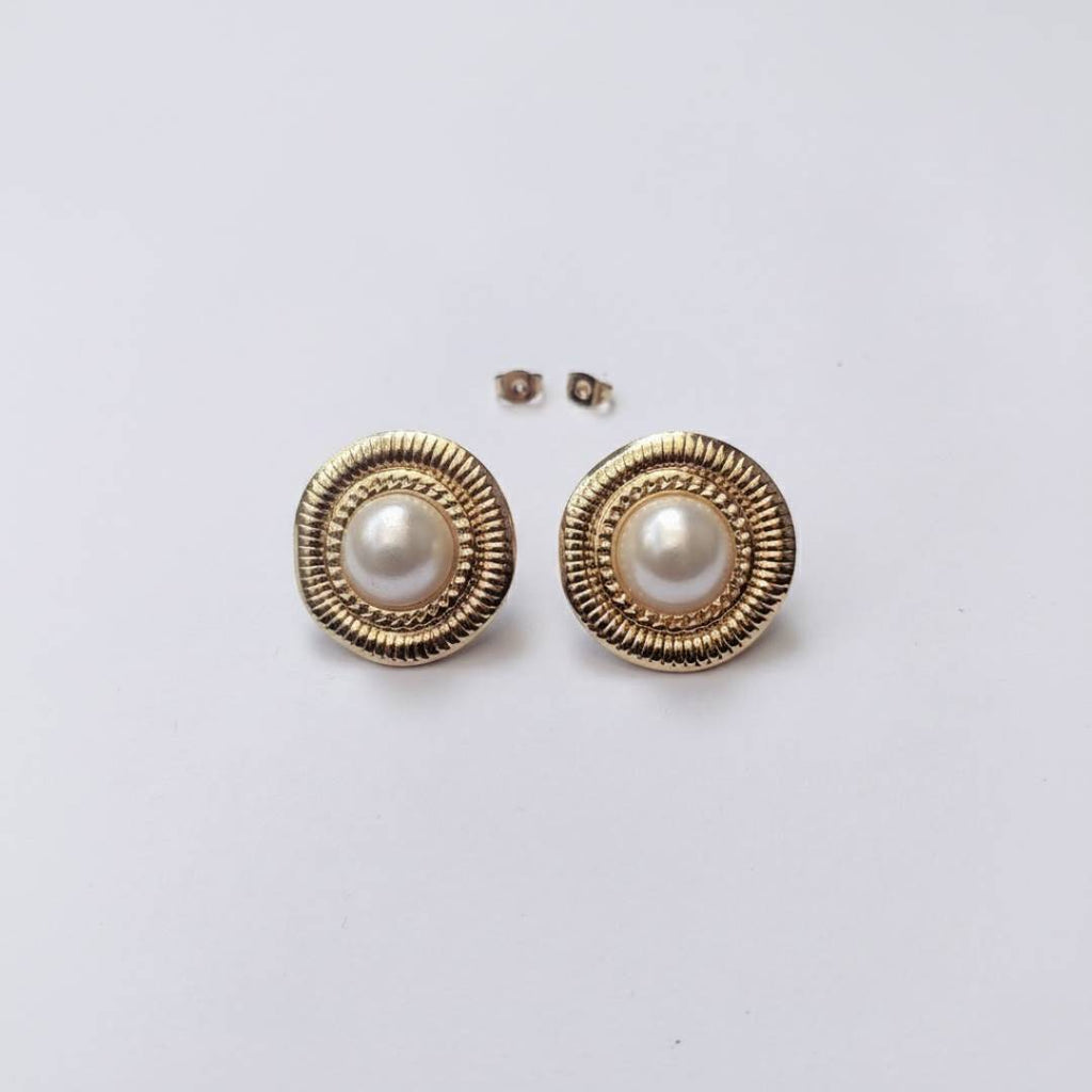 Golden Pearl Orbit Stud Earrings for Women – Pack of 1 Pair
