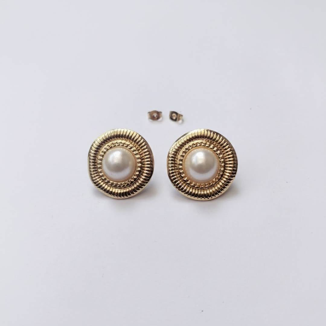 Golden Pearl Orbit Stud Earrings for Women – Pack of 1 Pair