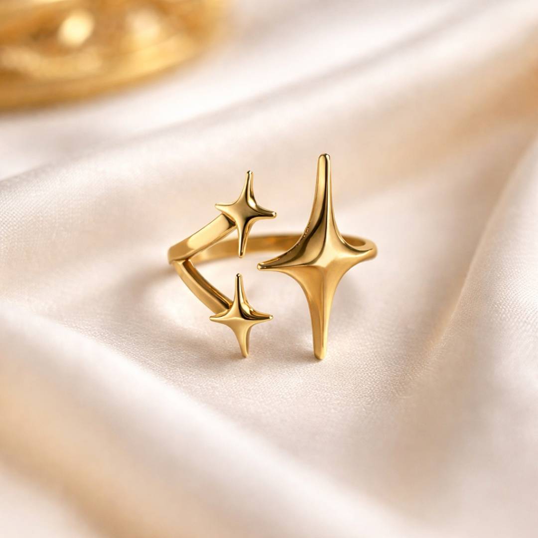 Antique Gold-Tone Nova Glint Adjustable Ring – Anti-Tarnish | Pack of 1