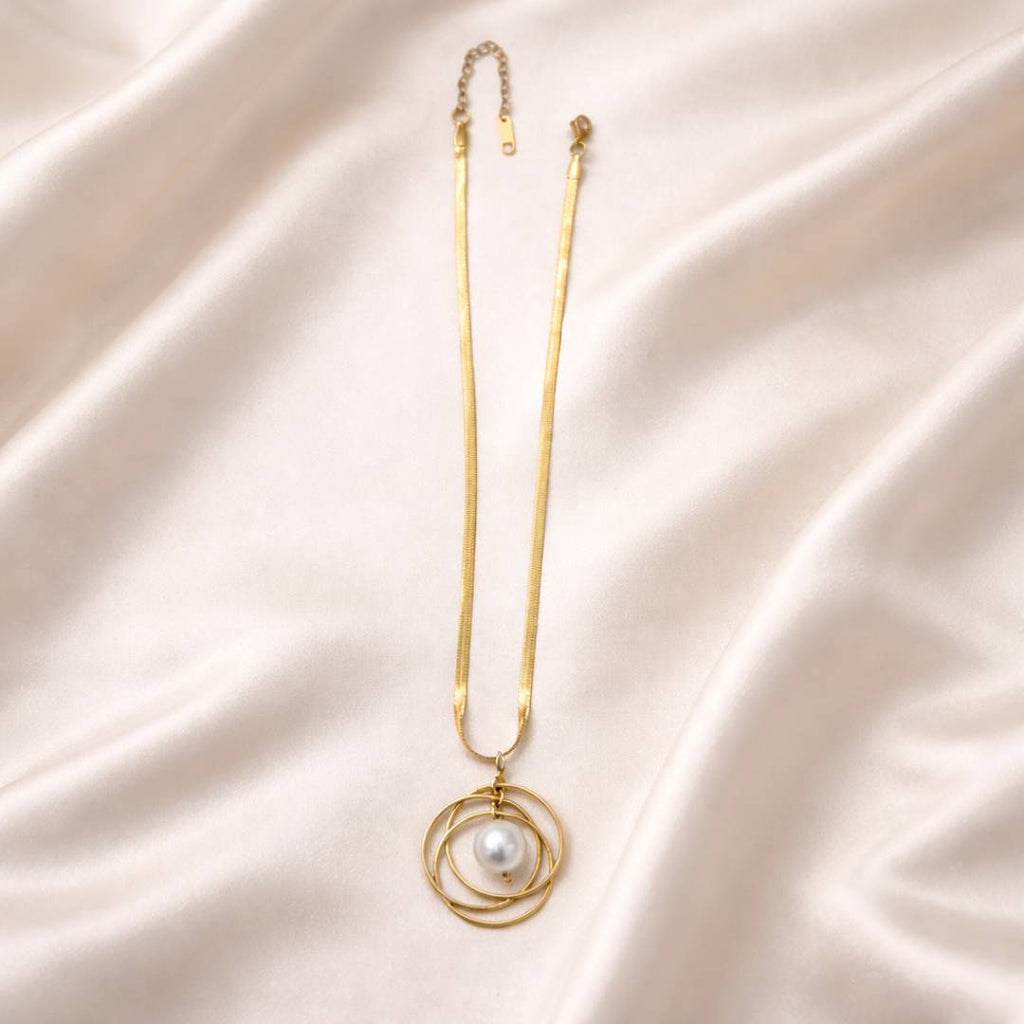 Orbit Pearl Anti-Tarnish Pendant Necklace – Pack of 1