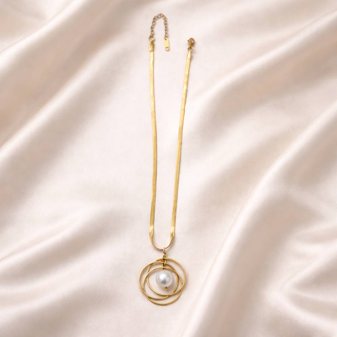 Orbit Pearl Anti-Tarnish Pendant Necklace – Pack of 1