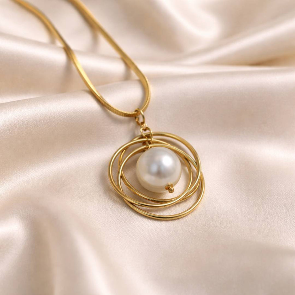 Orbit Pearl Anti-Tarnish Pendant Necklace – Pack of 1