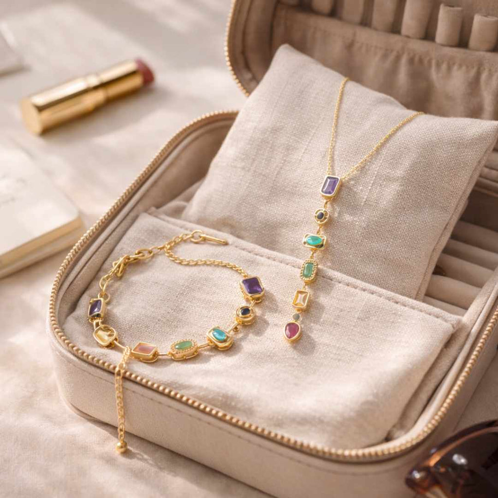 Solstice Drops Antitarnish Necklace, Bracelet Combo – Pack of 2