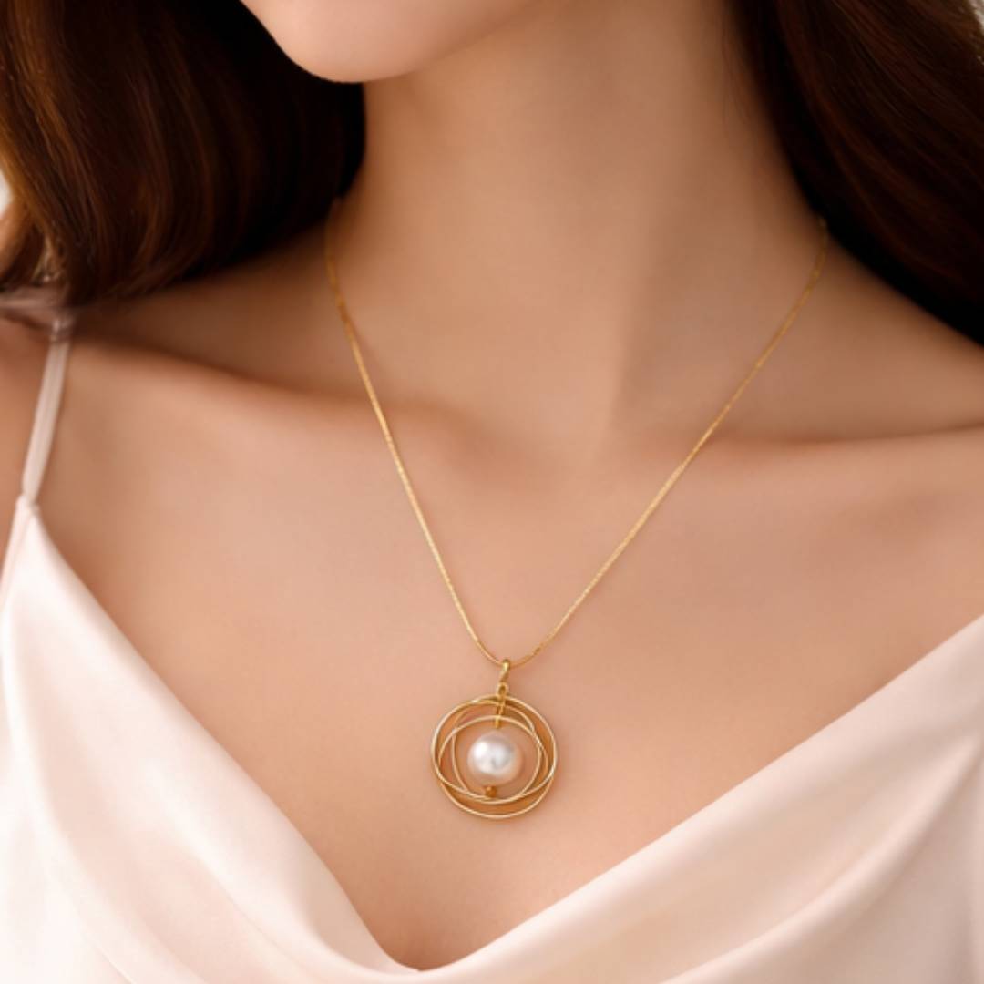 Orbit Pearl Anti-Tarnish Pendant Necklace – Pack of 1