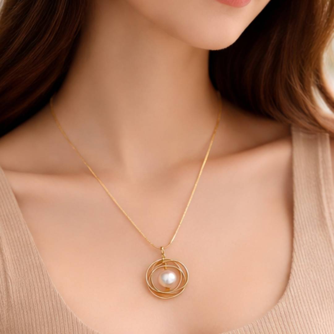 Orbit Pearl Anti-Tarnish Pendant Necklace – Pack of 1