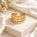Antique Gold-Tone Orb Lattice Adjustable Ring – Anti-Tarnish | Pack of 1