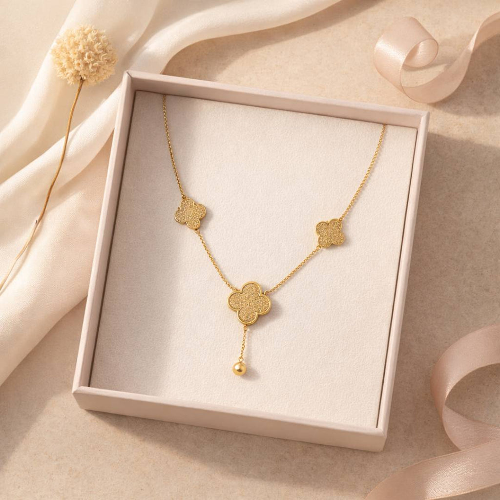 Clover Charm Drop Anti-Tarnish Pendant Necklace – Pack of 1