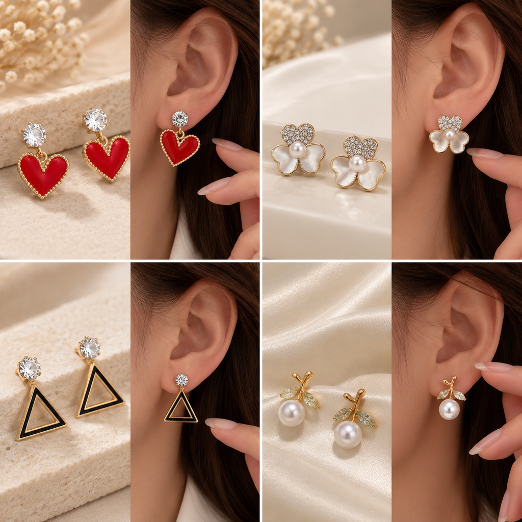 Xenavya-Ella 12 Pair Fashion Earrings Combo with Velvet Gift Box for Women & Girls