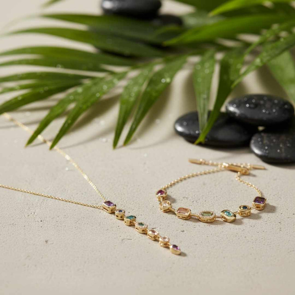 Solstice Drops Antitarnish Necklace, Bracelet Combo – Pack of 2