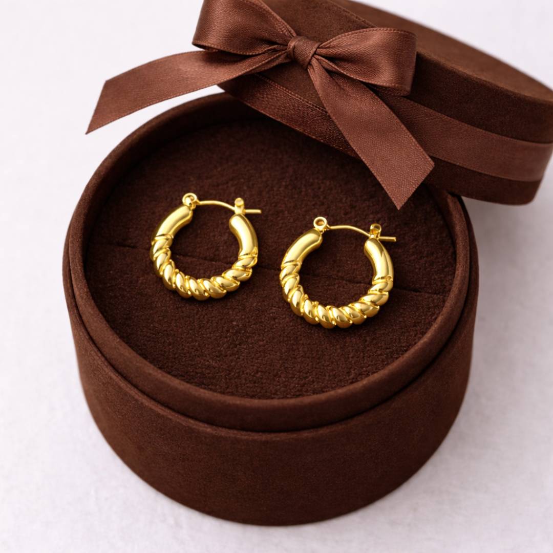 Gold Rope Round Twist Hoops – Anti-Tarnish | 1 Pair