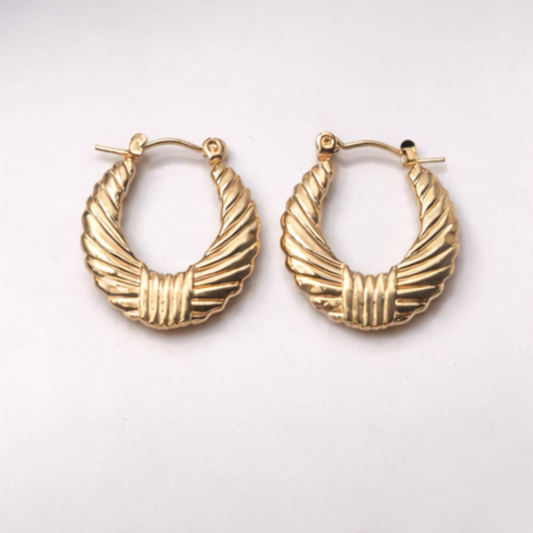 Vintage Gold Rope Oval Twist Hoops – Anti-Tarnish | 1 Pair
