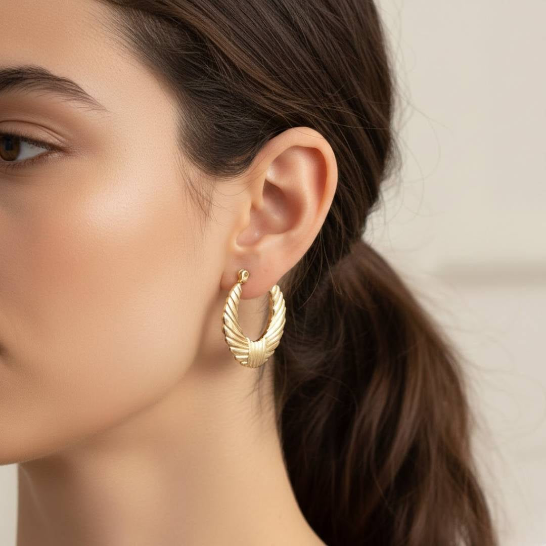 Vintage Gold Rope Oval Twist Hoops – Anti-Tarnish | 1 Pair