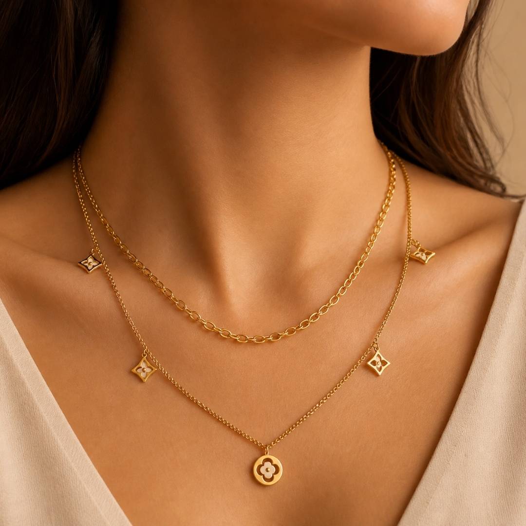 Clover It-Girl Anti-Tarnish Multi-Layer Necklace – Pack of 1