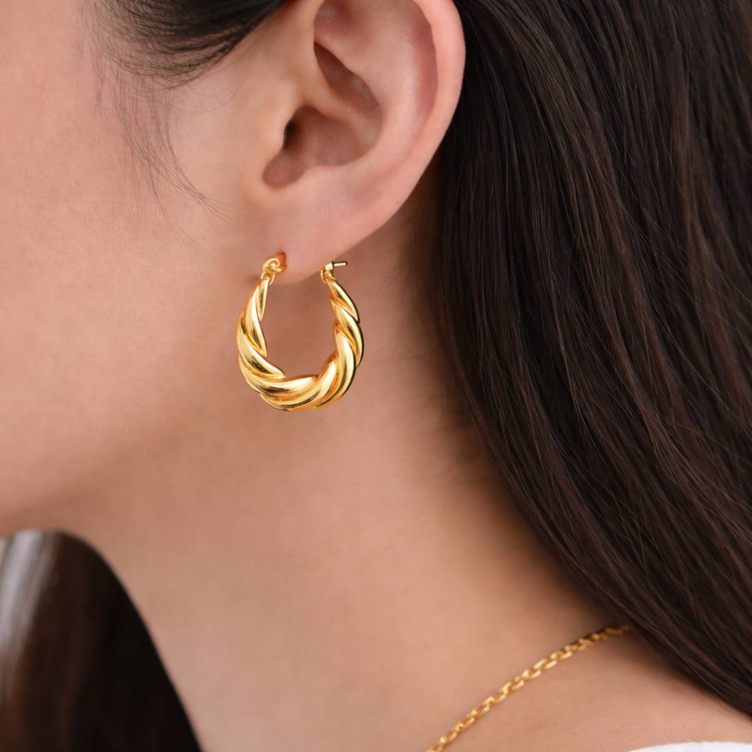 Twisted Rope Oval Hoop – Anti-Tarnish | 1 Pair