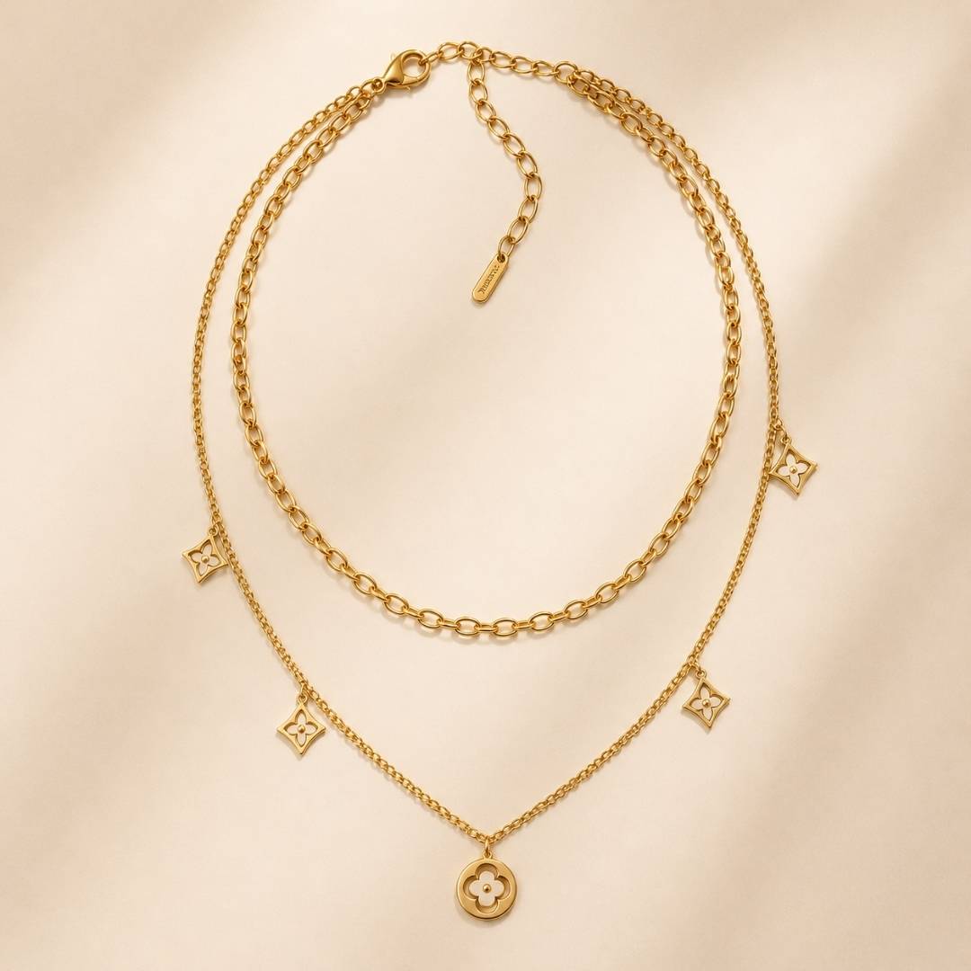 Clover It-Girl Anti-Tarnish Multi-Layer Necklace – Pack of 1
