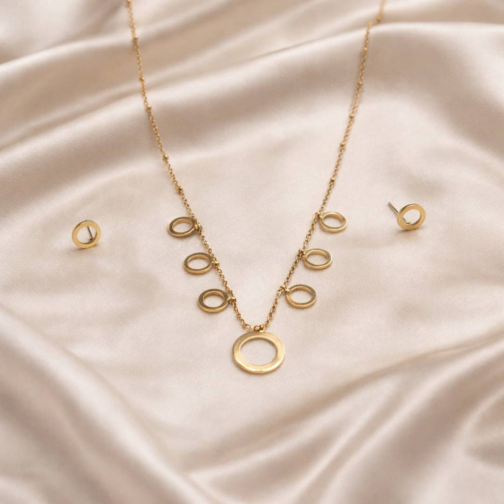 Ripple Drop Anti-Tarnish Pendant Necklace & Stud Earrings Combo – Set of 2