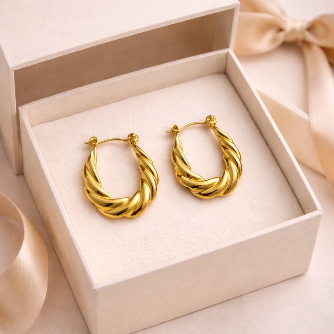 Twisted Rope Oval Hoop – Anti-Tarnish | 1 Pair