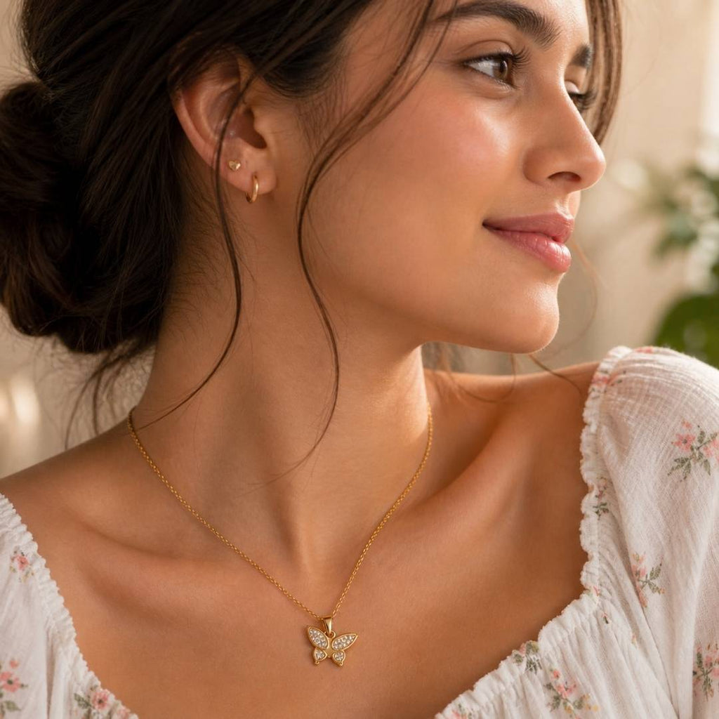Crystal Flutter Anti-Tarnish Pendant Necklace – Pack of 1
