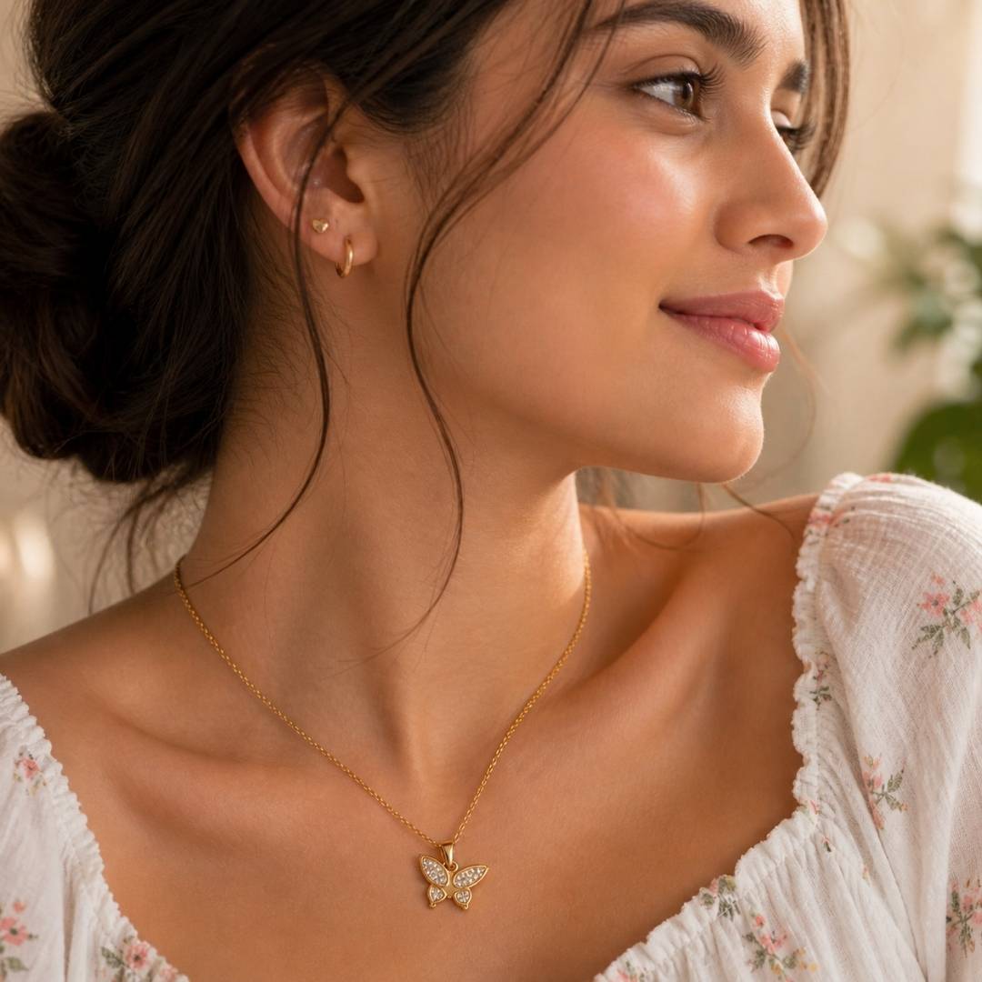 Crystal Flutter Anti-Tarnish Pendant Necklace – Pack of 1