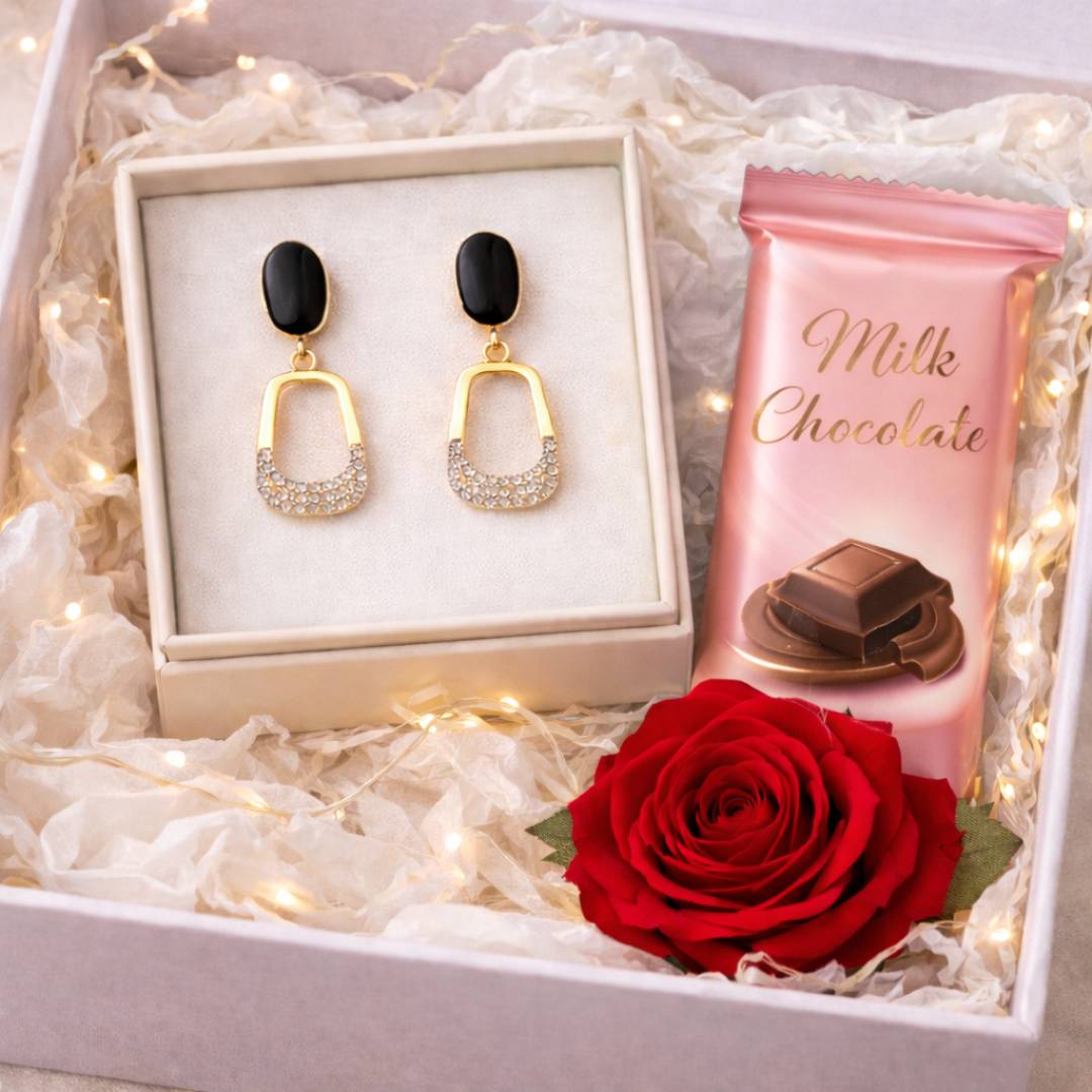 Noir Link Drop Earrings – Pack of 1 Pair