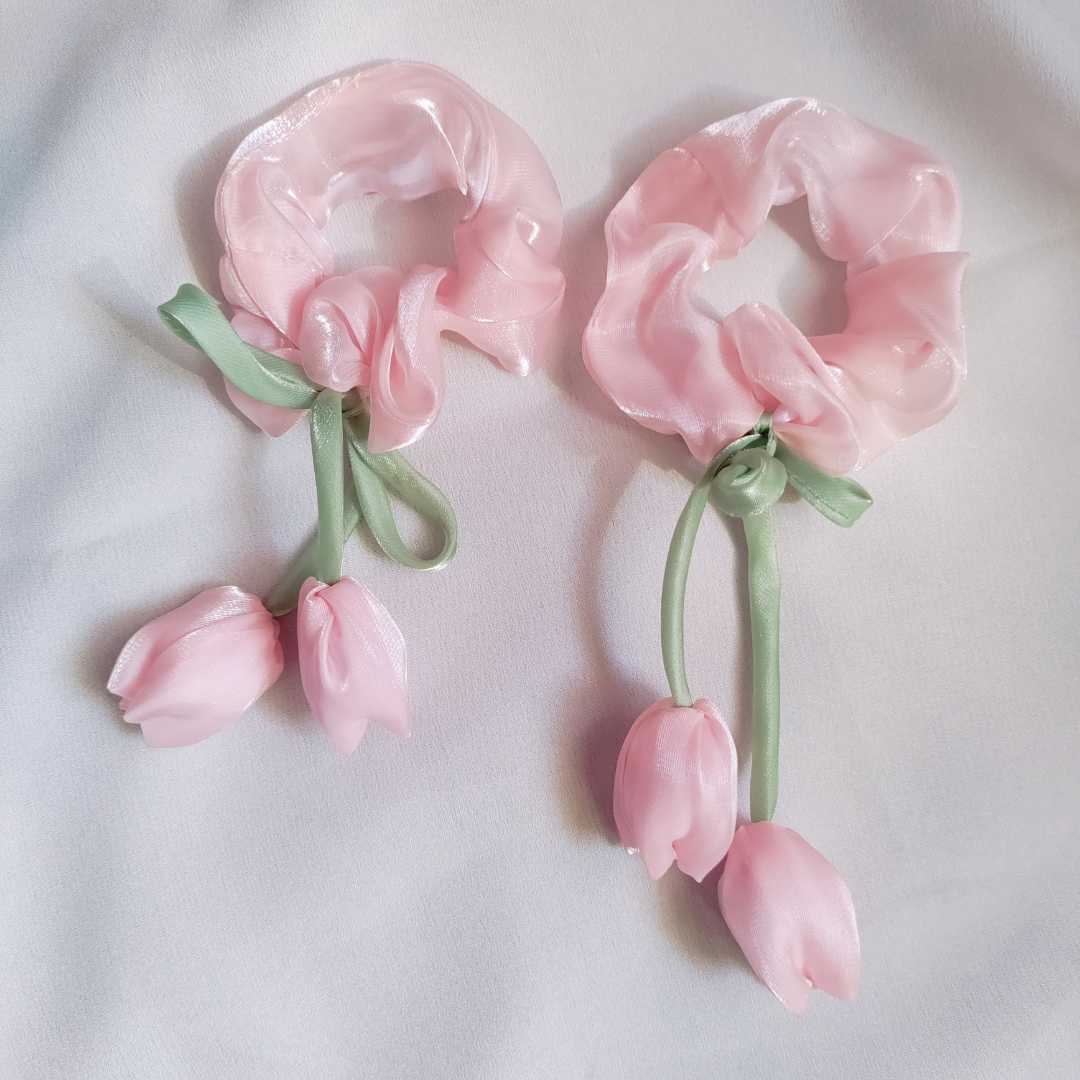 Tulip Tie Organza Scrunchies – Pack of 2