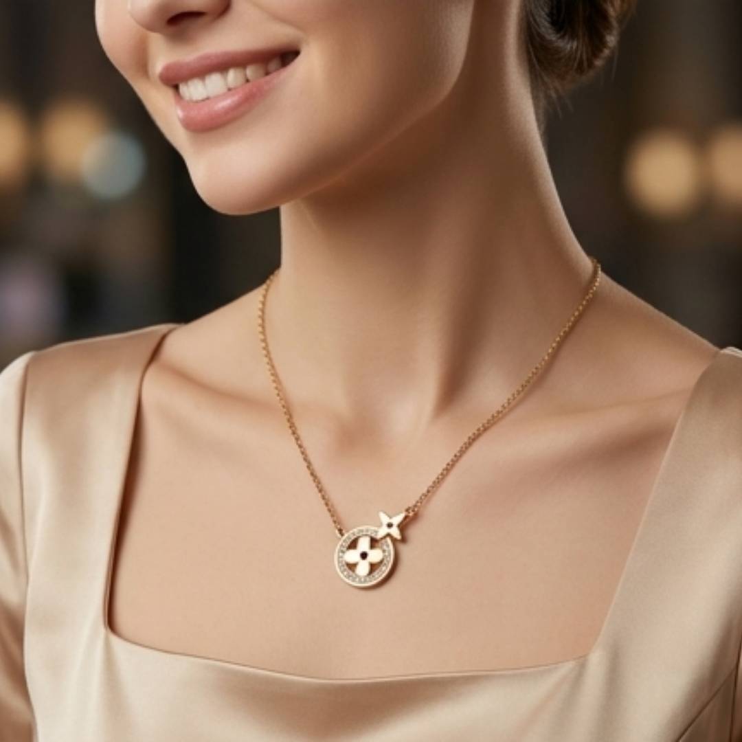Clover Crest Charm Anti-Tarnish Pendant Necklace – Pack of 1