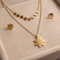 Daisy Anti-Tarnish Layered Necklace & Stud Earrings Combo for Women – Set of 2